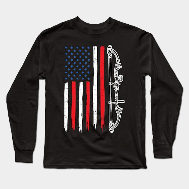 Archery American Flag Long Sleeve T-Shirt by Quotes NK Tees